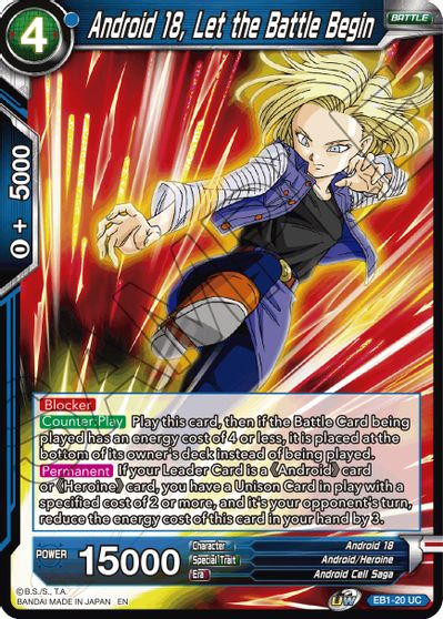 Android 18, Let the Battle Begin (EB1-20) [Battle Evolution Booster] | Good Games Adelaide SA