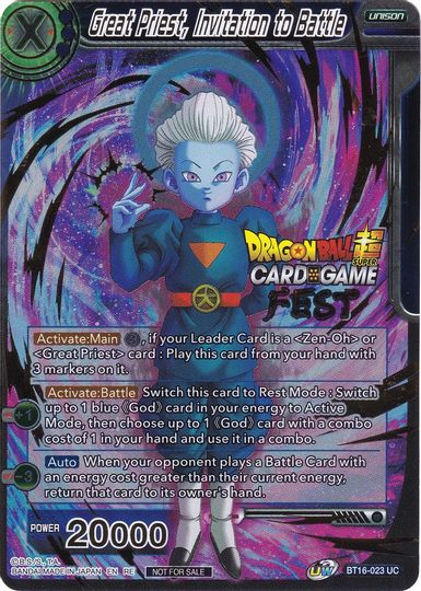 Great Priest, Invitation to Battle (Card Game Fest 2022) (BT16-023) [Tournament Promotion Cards] | Good Games Adelaide SA
