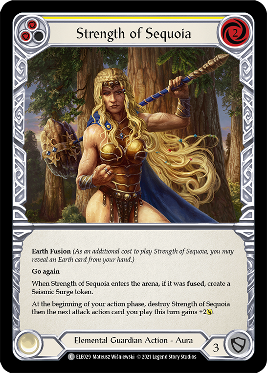 Strength of Sequoia (Yellow) [ELE029] (Tales of Aria)  1st Edition Rainbow Foil | Good Games Adelaide SA