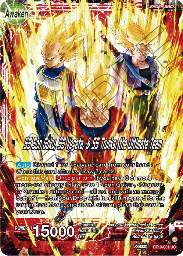 Son Goku & Vegeta & Trunks // SS Son Goku, SS Vegeta, & SS Trunks, the Ultimate Team (BT19-001) [Fighter's Ambition] | Good Games Adelaide SA