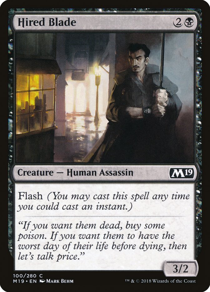 Hired Blade 100 (Core Set 2019)  - Foil | Good Games Adelaide SA