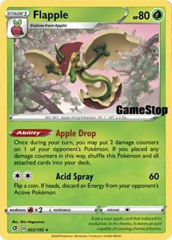 Flapple (022/192) (Gamestop Exclusive) [Sword & Shield: Rebel Clash] | Good Games Adelaide SA