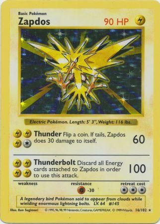Zapdos (16/102) [Base Set Shadowless Unlimited] | Good Games Adelaide SA