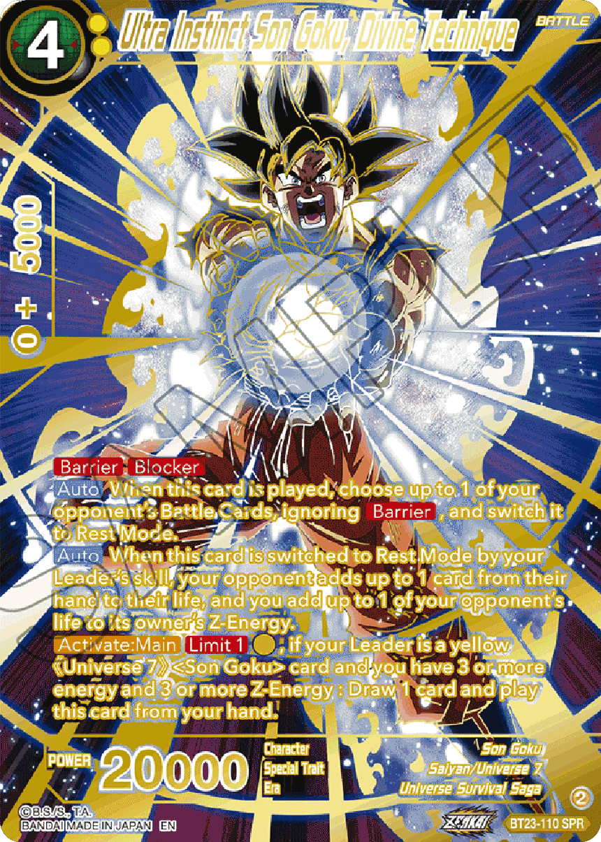 Ultra Instinct Son Goku, Divine Technique (SPR) (BT23-110) [Perfect Combination] | Good Games Adelaide SA