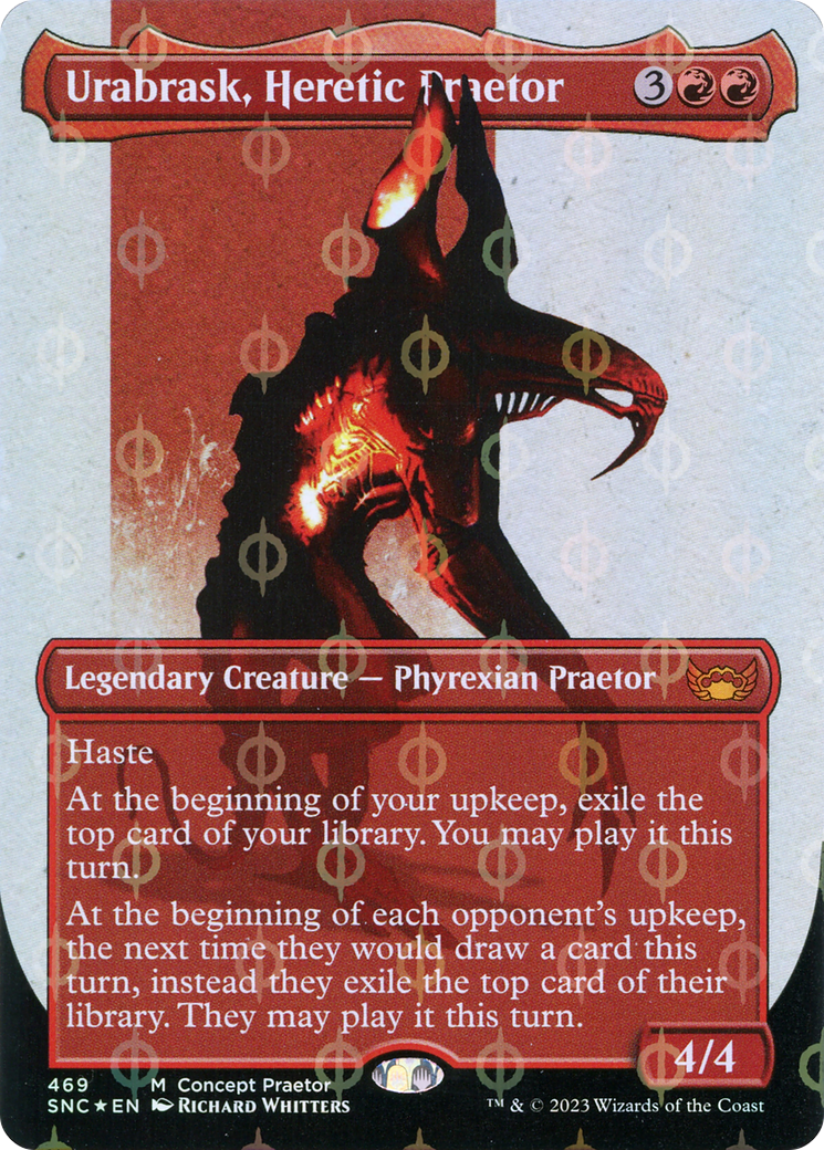 Urabrask, Heretic Praetor (Borderless Concept Preators Step-and-Compleat Foil) [Streets of New Capenna] | Good Games Adelaide SA