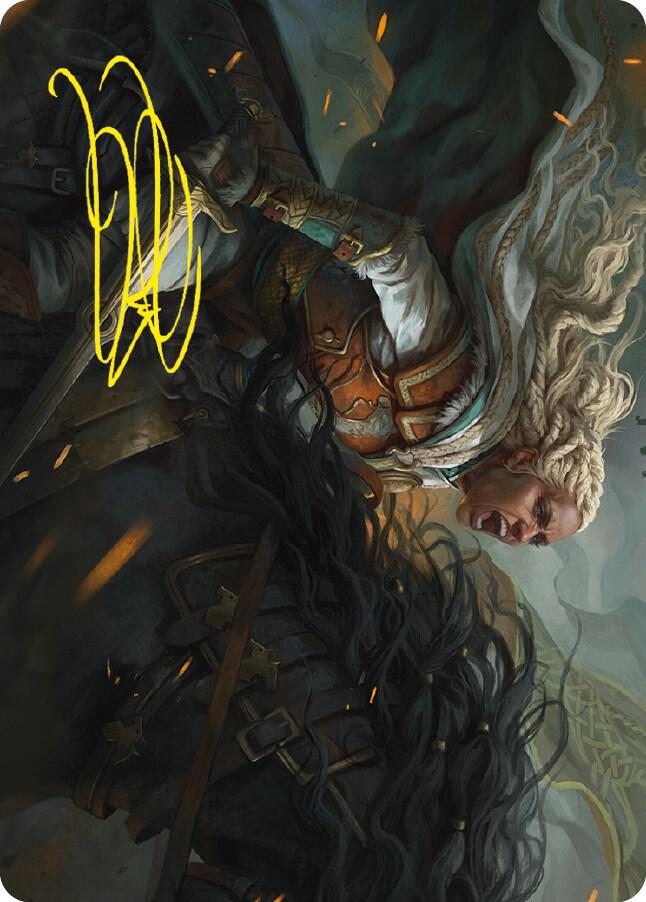 Eowyn Fearless Knight Art Card Gold Stamped Signature 15 (Art Series: Universes Beyond: The Lord of the Rings: Tales of Middle-earth)  | Good Games Adelaide SA