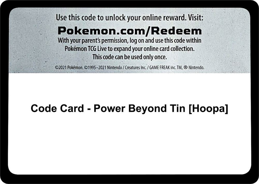 Code Card Power Beyond Tin Hoopa  (Miscellaneous Cards & Products)  | Good Games Adelaide SA