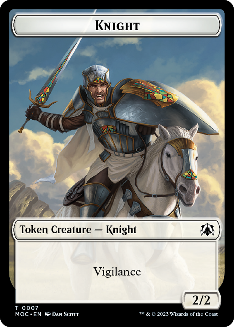 Knight (7) // Spirit (14) Double-Sided Token [March of the Machine Commander Tokens] | Good Games Adelaide SA