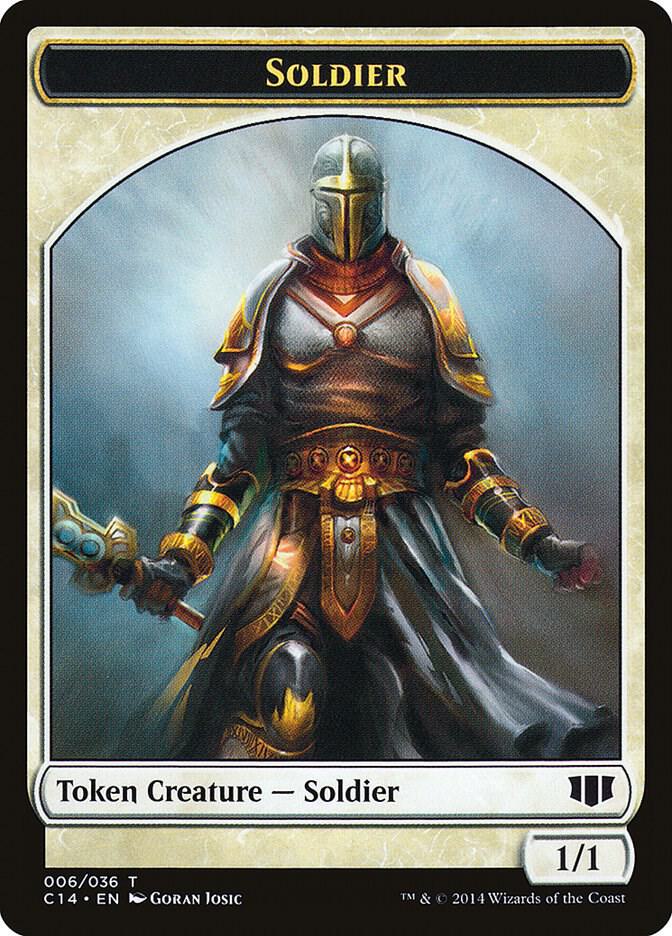 Soldier Spirit Double Sided Token 6 // 7 (Commander 2014)  | Good Games Adelaide SA