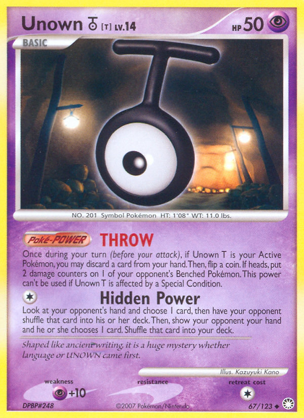 Unown T (67/123) [Diamond & Pearl: Mysterious Treasures] | Good Games Adelaide SA