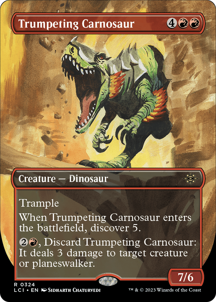 Trumpeting Carnosaur (Borderless) [The Lost Caverns of Ixalan] | Good Games Adelaide SA