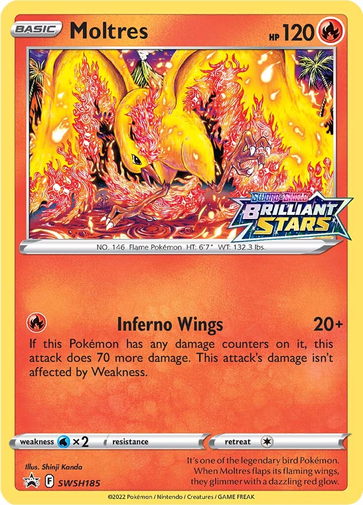 Moltres (SWSH185) (Prerelease Promo) [Sword & Shield: Black Star Promos] | Good Games Adelaide SA