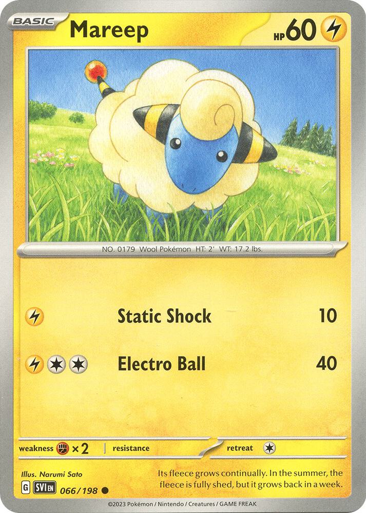 Mareep 066/198 (SV01: Scarlet & Violet Base Set)  | Good Games Adelaide SA