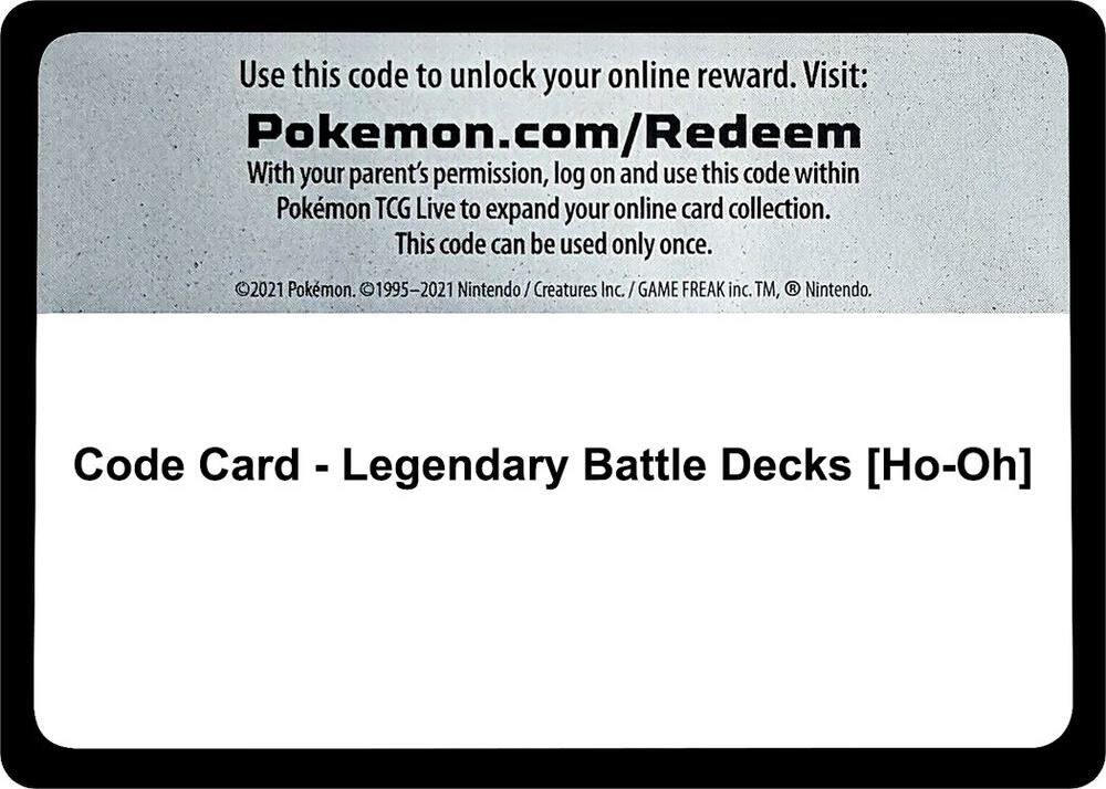 Code Card Legendary Battle Decks Ho Oh  (SM - Guardians Rising)  | Good Games Adelaide SA
