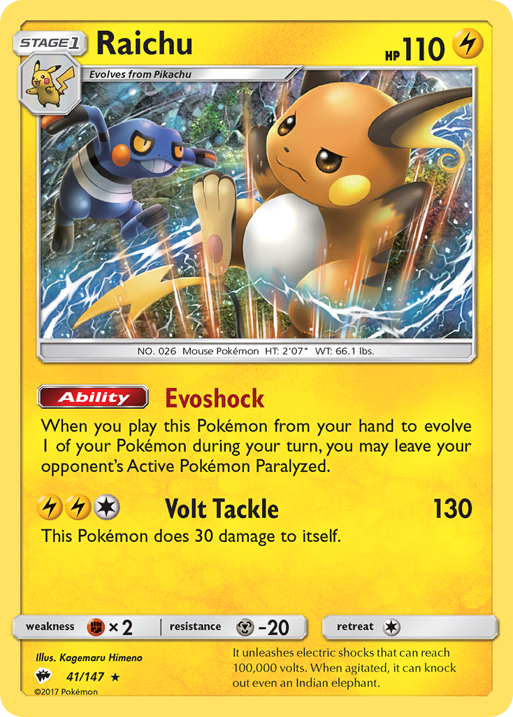 Raichu (41/147) [Sun & Moon: Burning Shadows] | Good Games Adelaide SA