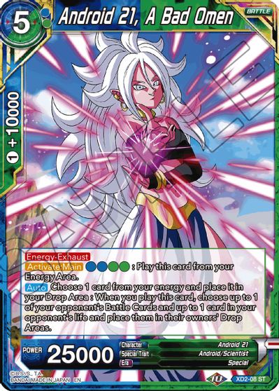 Android 21, A Bad Omen (Reprint) (XD2-08) [Battle Evolution Booster] | Good Games Adelaide SA