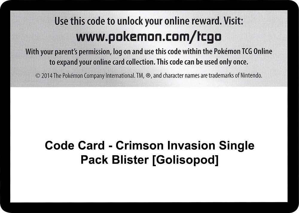 Code Card Crimson Invasion Single Pack Blister Golisopod  (SM - Crimson Invasion)  | Good Games Adelaide SA