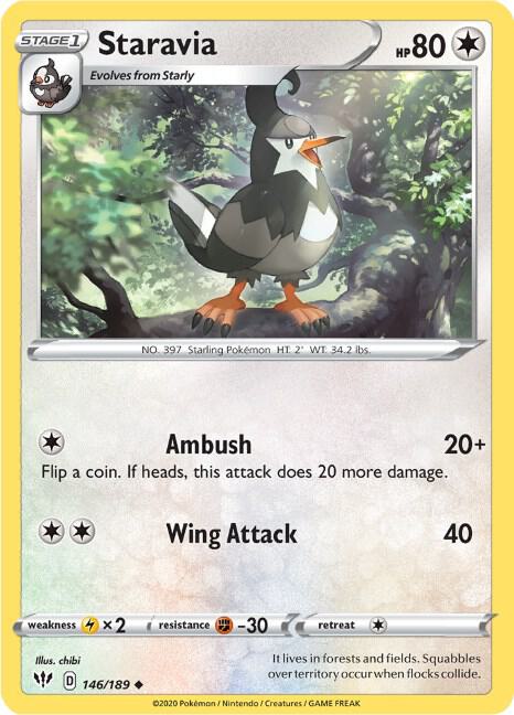Staravia 146/189 (SWSH03: Darkness Ablaze)  | Good Games Adelaide SA