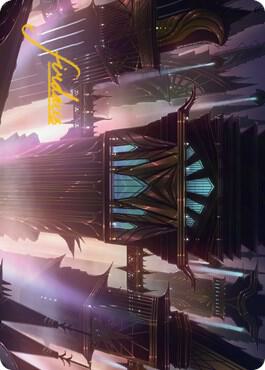 Skybridge Towers Art Card Gold Stamped Signature 37 (Art Series: Streets of New Capenna)  | Good Games Adelaide SA