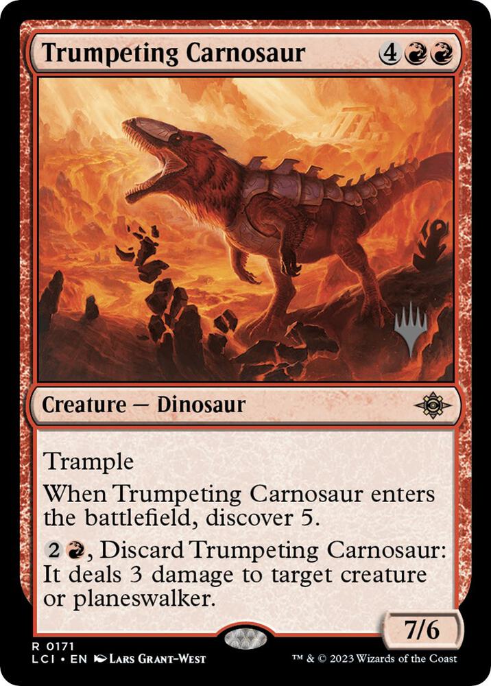 Trumpeting Carnosaur 171 (Promo Pack: The Lost Caverns of Ixalan)  - Foil | Good Games Adelaide SA