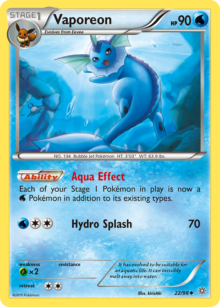 Vaporeon (22/98) [XY: Ancient Origins] | Good Games Adelaide SA
