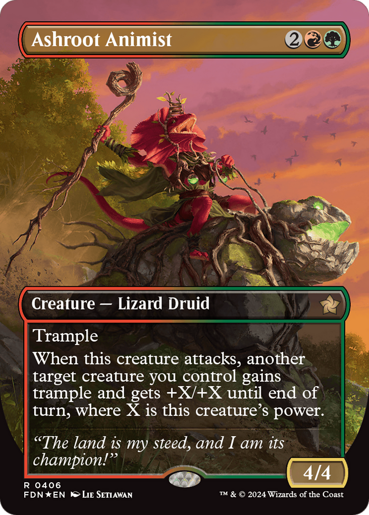 Ashroot Animist (Borderless) (Mana Foil) [Foundations] | Good Games Adelaide SA