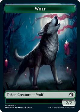 Wolf Elemental Double Sided Token 13 // 7 (Innistrad: Midnight Hunt)  - Foil | Good Games Adelaide SA