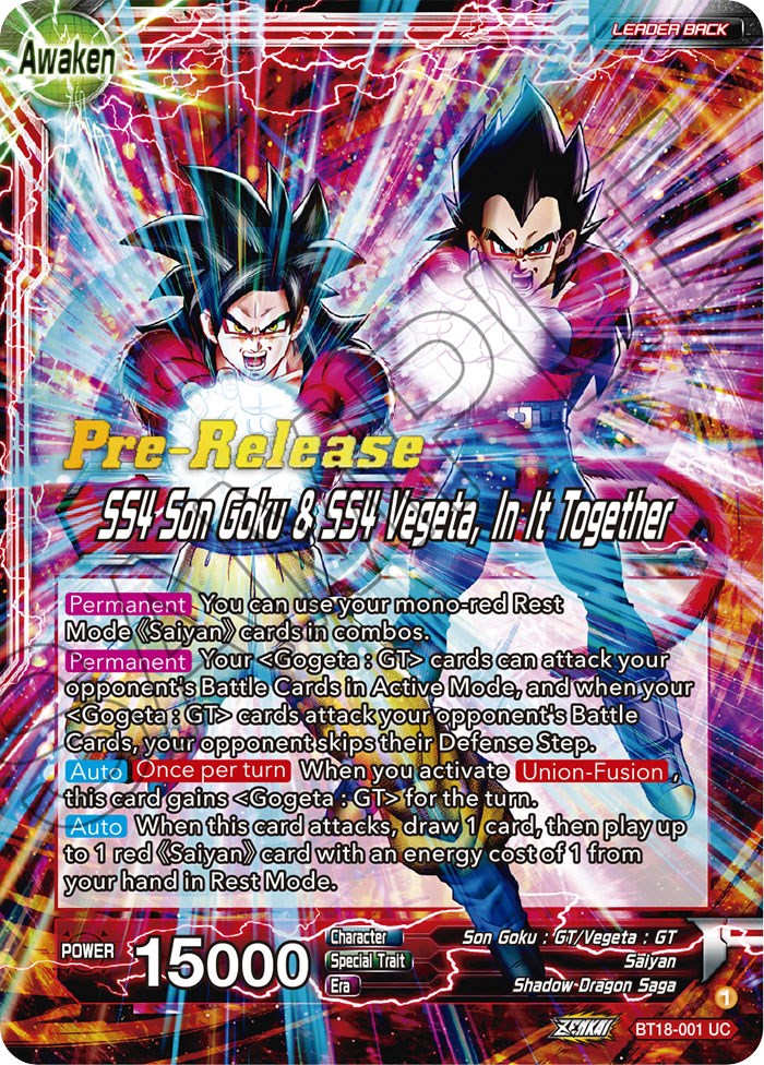 Son Goku & Vegeta // SS4 Son Goku & SS4 Vegeta, In It Together (BT18-001) [Dawn of the Z-Legends Prerelease Promos] | Good Games Adelaide SA