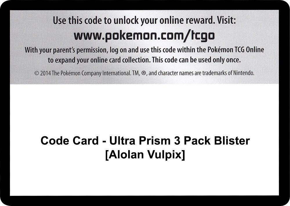 Code Card Ultra Prism 3 Pack Blister Alolan Vulpix  (SM - Ultra Prism)  | Good Games Adelaide SA