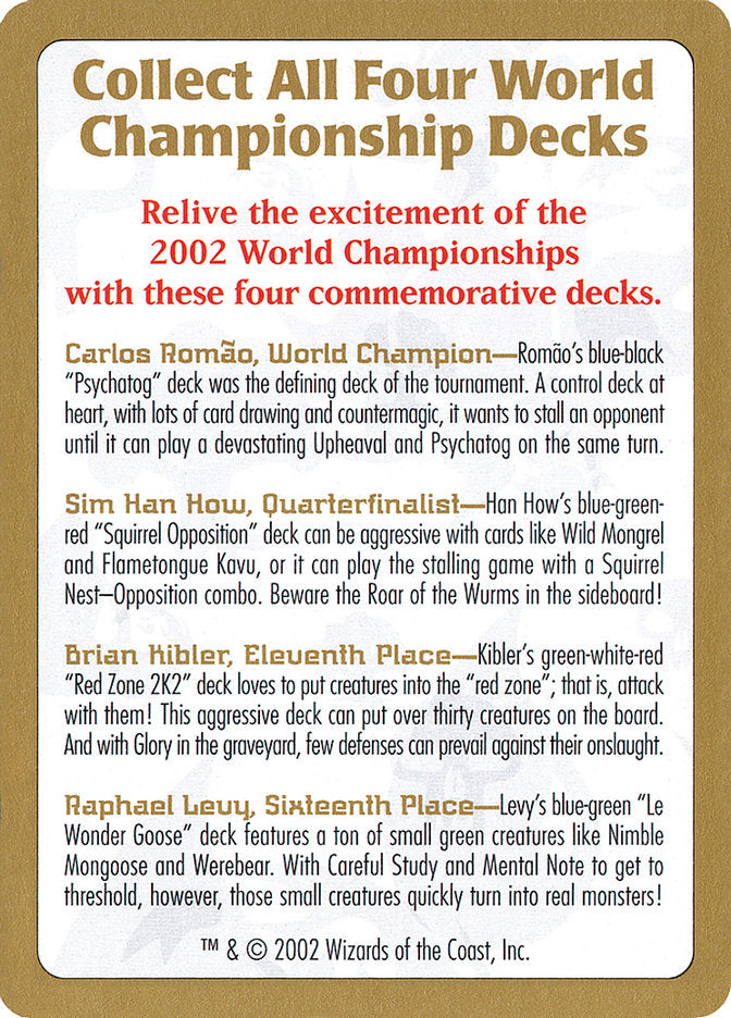 2002 World Championships Ad  (World Championship Decks)  | Good Games Adelaide SA