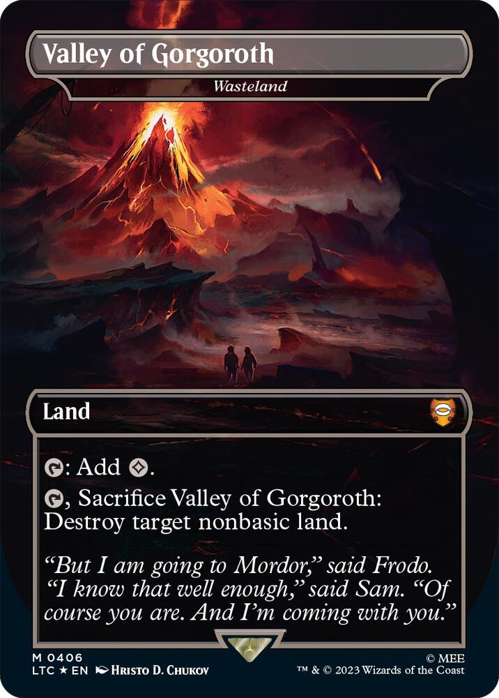 Valley of Gorgoroth Wasteland 406 (Commander: The Lord of the Rings: Tales of Middle-earth)  - Borderless Surge Foil | Good Games Adelaide SA