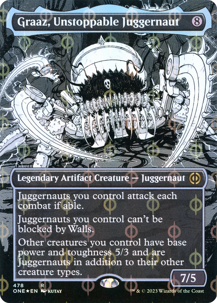 Graaz, Unstoppable Juggernaut (Borderless Manga Step-and-Compleat Foil) [Phyrexia: All Will Be One] | Good Games Adelaide SA