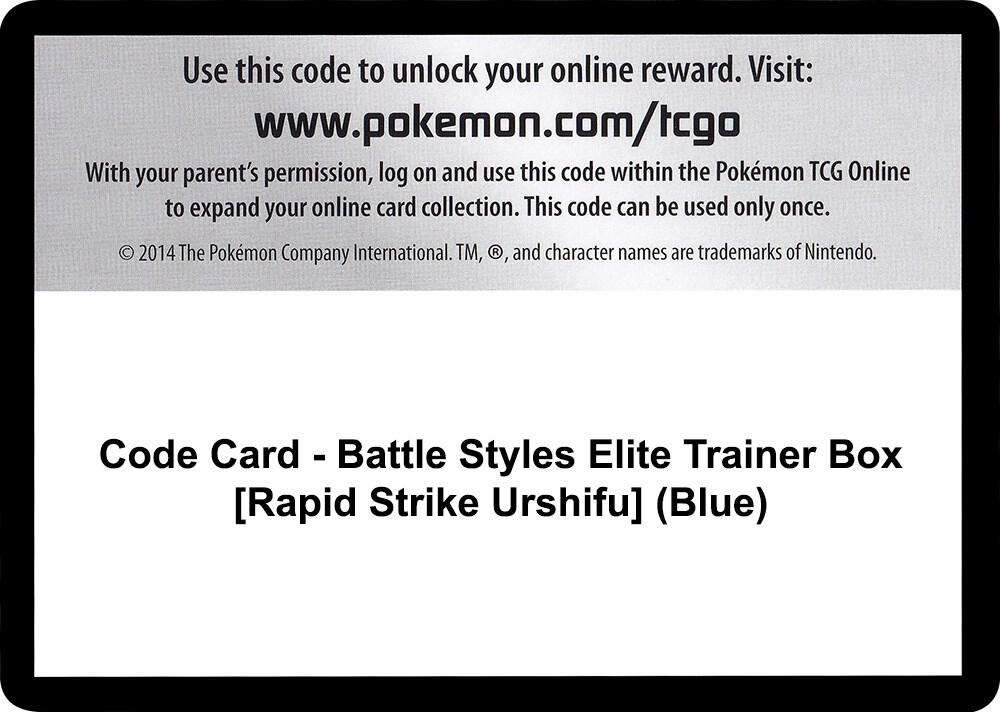 Code Card Battle Styles Elite Trainer Box Rapid Strike Urshifu Blue  (SWSH05: Battle Styles)  | Good Games Adelaide SA