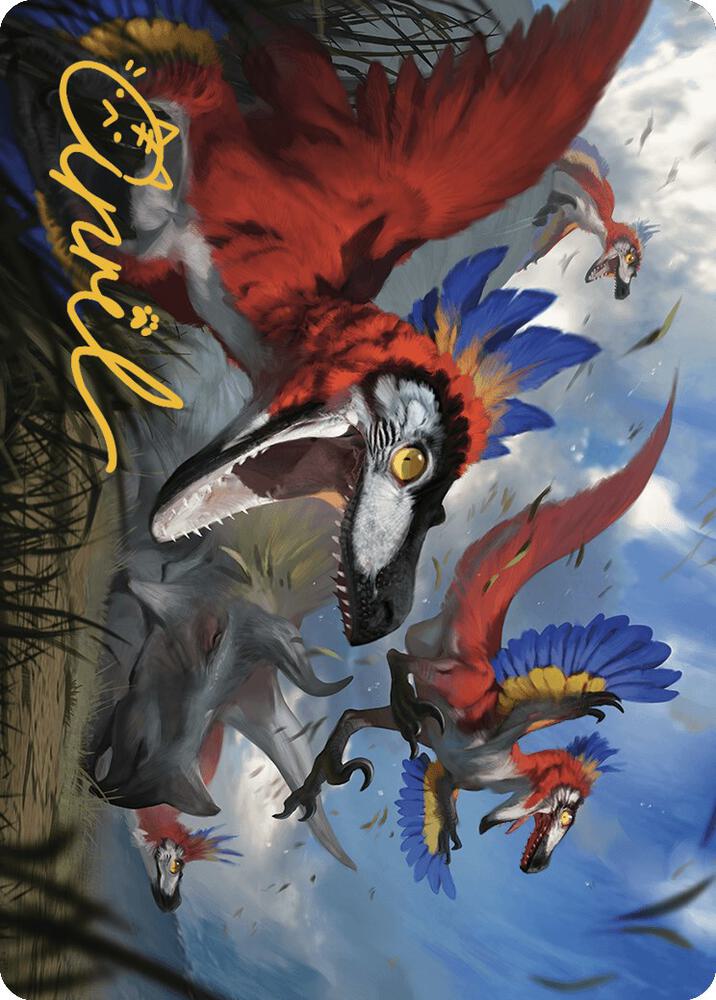 Wrathful Raptors Art Card Gold Stamped Signature 77 (Art Series: The Lost Caverns of Ixalan)  | Good Games Adelaide SA