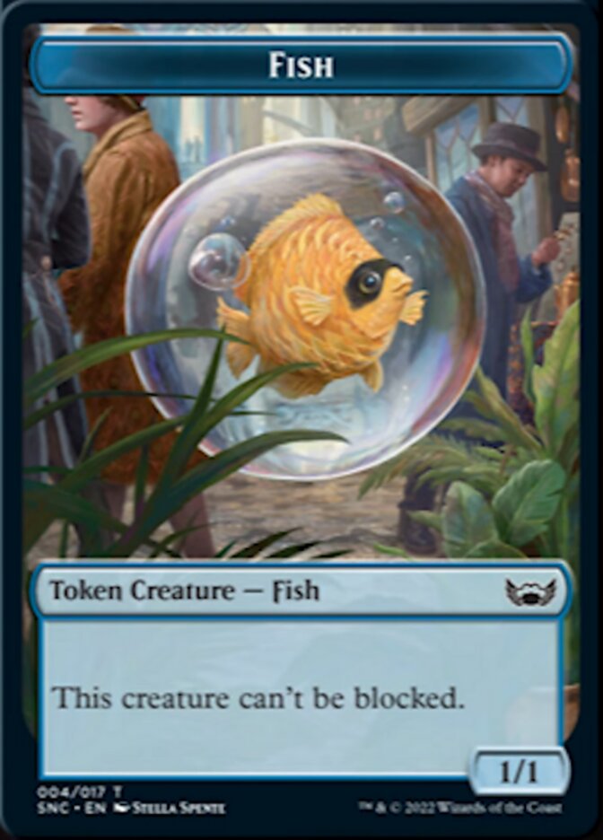 Fish // Rhino Warrior Double-sided Token [Streets of New Capenna Tokens] | Good Games Adelaide SA