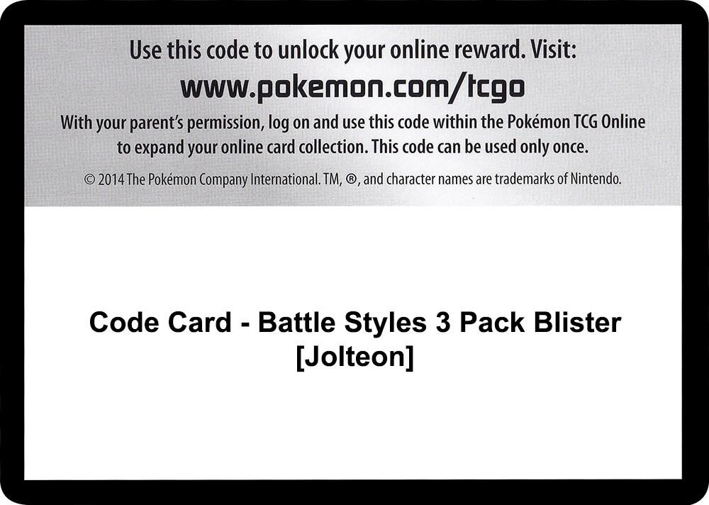 Code Card Battle Styles 3 Pack Blister Jolteon  (SWSH05: Battle Styles)  | Good Games Adelaide SA