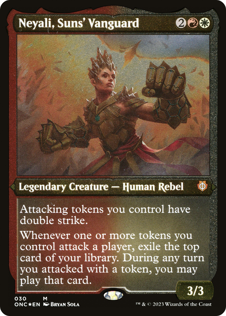 Neyali, Suns' Vanguard (Foil Etched) (Display Commander) [Phyrexia: All Will Be One Commander] | Good Games Adelaide SA