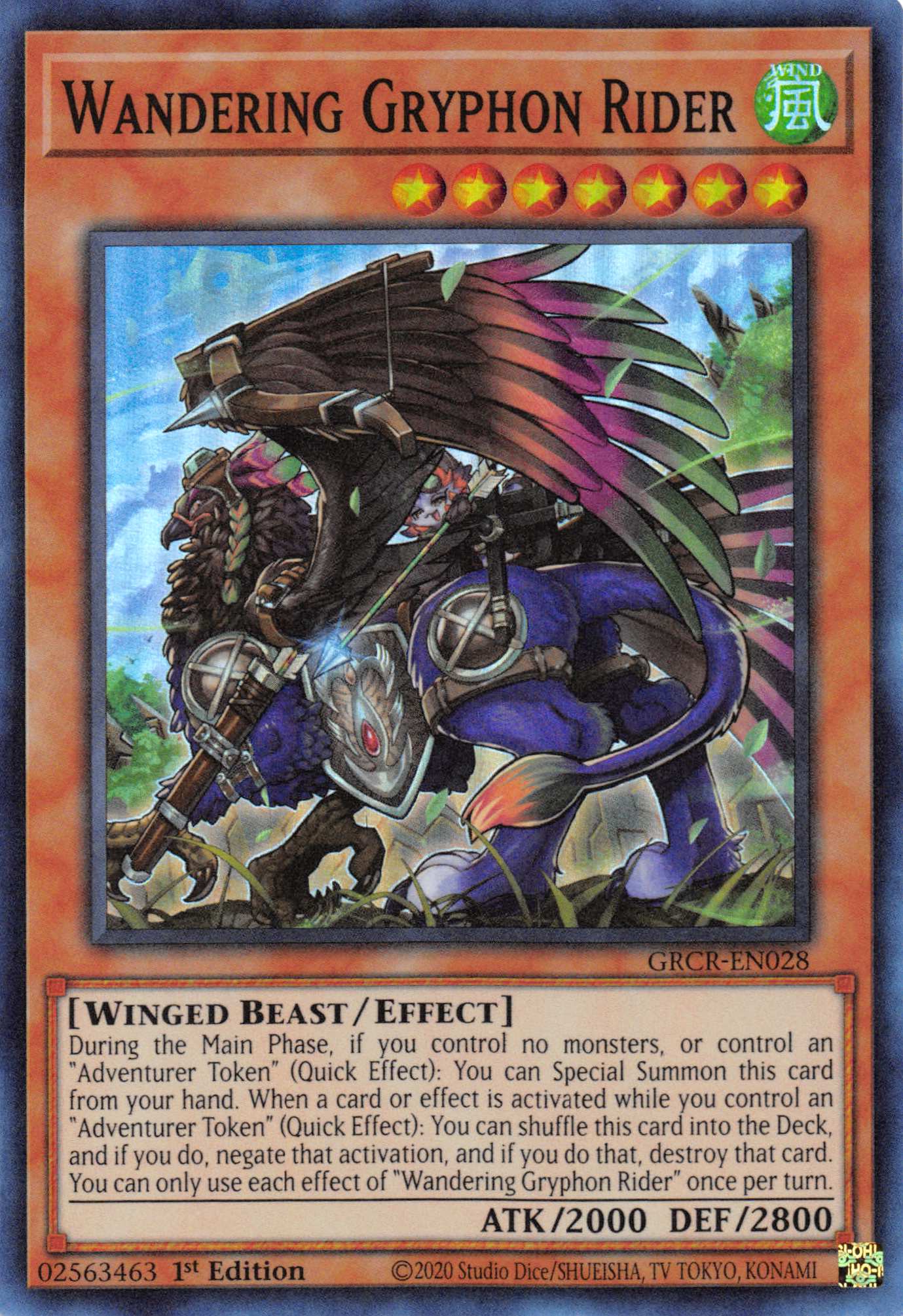 Wandering Gryphon Rider [GRCR-EN028] Super Rare | Good Games Adelaide SA