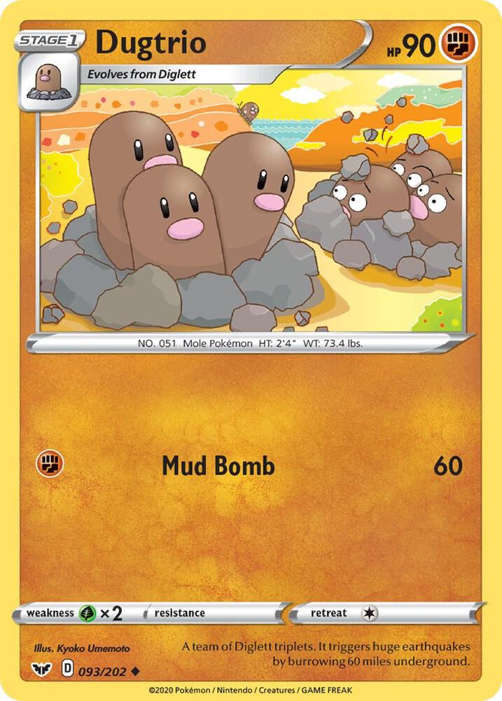Dugtrio 093/202 (SWSH01: Sword & Shield Base Set)  | Good Games Adelaide SA