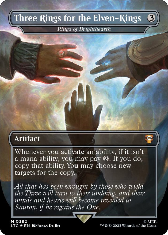 Three Rings for the Elven Kings Rings of Brighthearth 382 (Commander: The Lord of the Rings: Tales of Middle-earth)  - Borderless Surge Foil | Good Games Adelaide SA