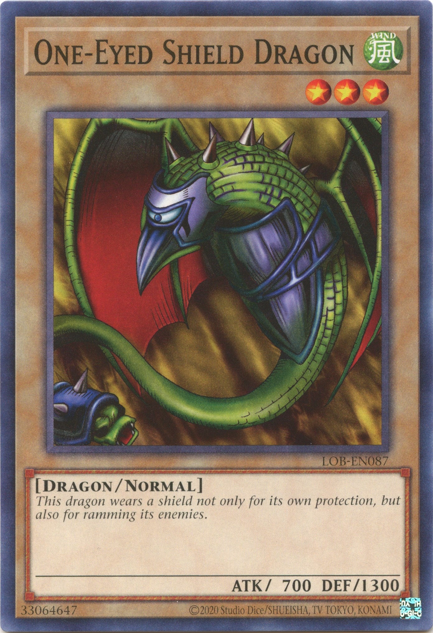 One-Eyed Shield Dragon (25th Anniversary) [LOB-EN087] Common | Good Games Adelaide SA