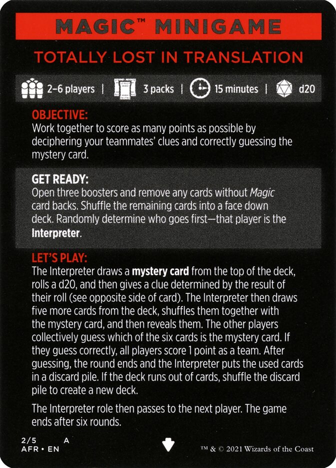 Totally Lost in Translation (Magic Minigame) [Dungeons & Dragons: Adventures in the Forgotten Realms Minigame] | Good Games Adelaide SA