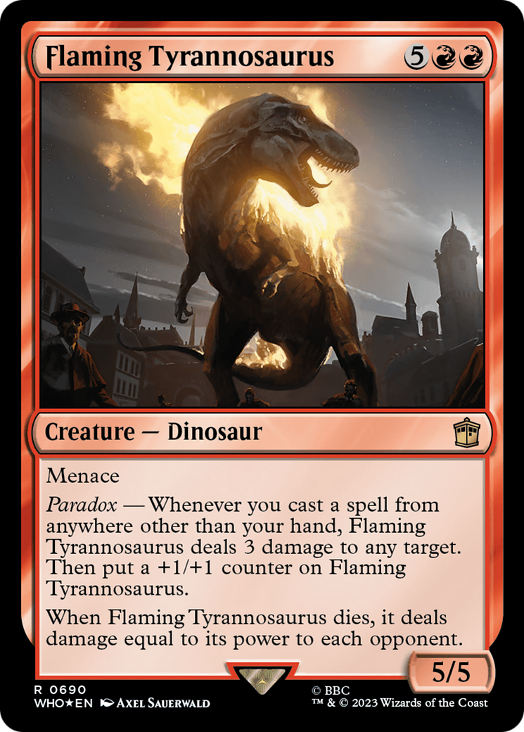 Flaming Tyrannosaurus (Surge Foil) [Doctor Who] | Good Games Adelaide SA