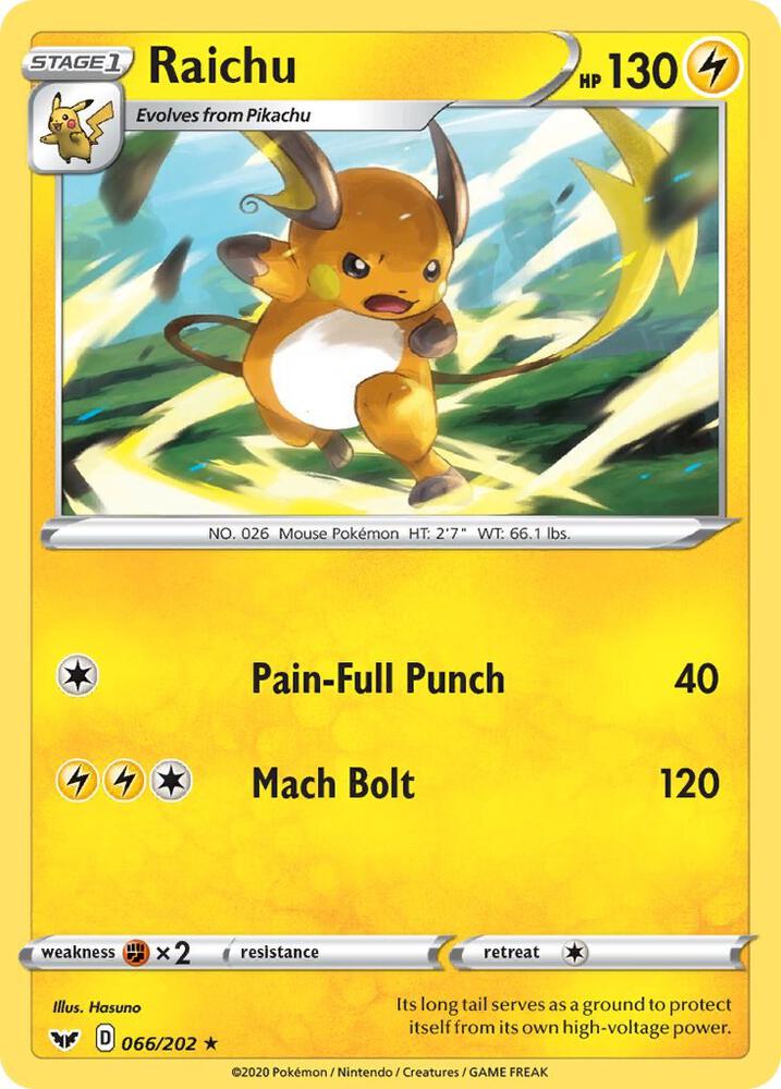 Raichu 066/202 (SWSH01: Sword & Shield Base Set)  | Good Games Adelaide SA