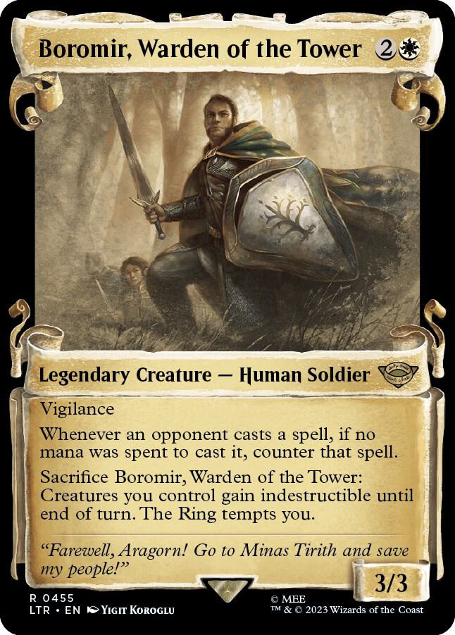 Boromir, Warden of the Tower 455 (Universes Beyond: The Lord of the Rings: Tales of Middle-earth)  - Showcase Scroll | Good Games Adelaide SA