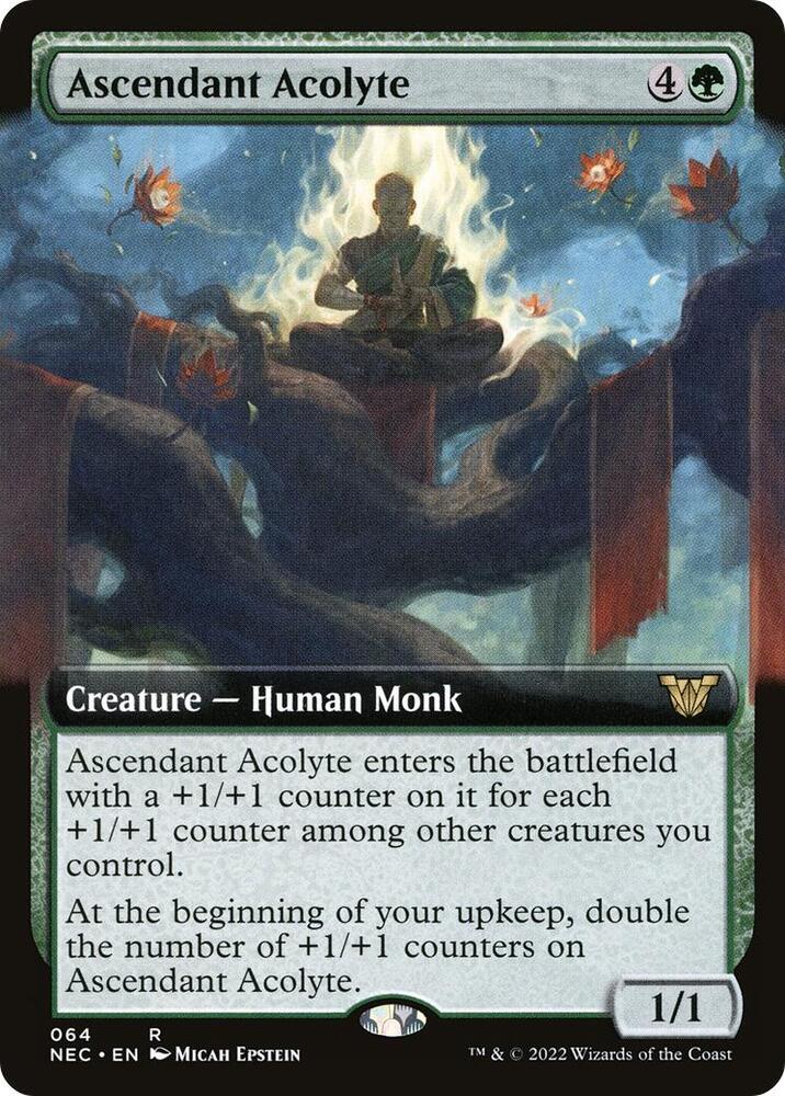 Ascendant Acolyte 64 (Commander: Kamigawa: Neon Dynasty)  - Extended Art | Good Games Adelaide SA