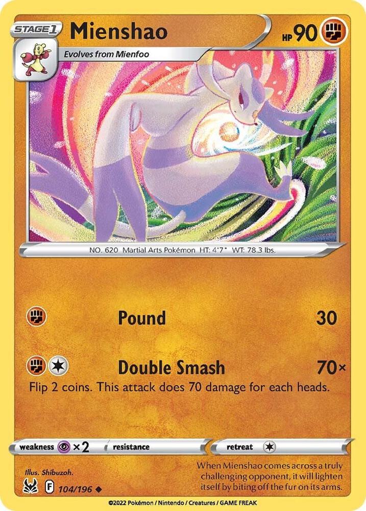 Mienshao 104/196 (SWSH11: Lost Origin)  | Good Games Adelaide SA