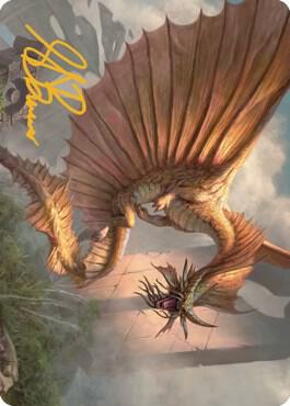 Ancient Gold Dragon Art Card 28 81 Gold Stamped Signature 28 (Art Series: Commander Legends: Battle for Baldur's Gate)  | Good Games Adelaide SA