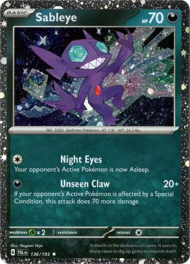 Sableye Cosmos Holo 136/193 (Miscellaneous Cards & Products)  - Holofoil | Good Games Adelaide SA
