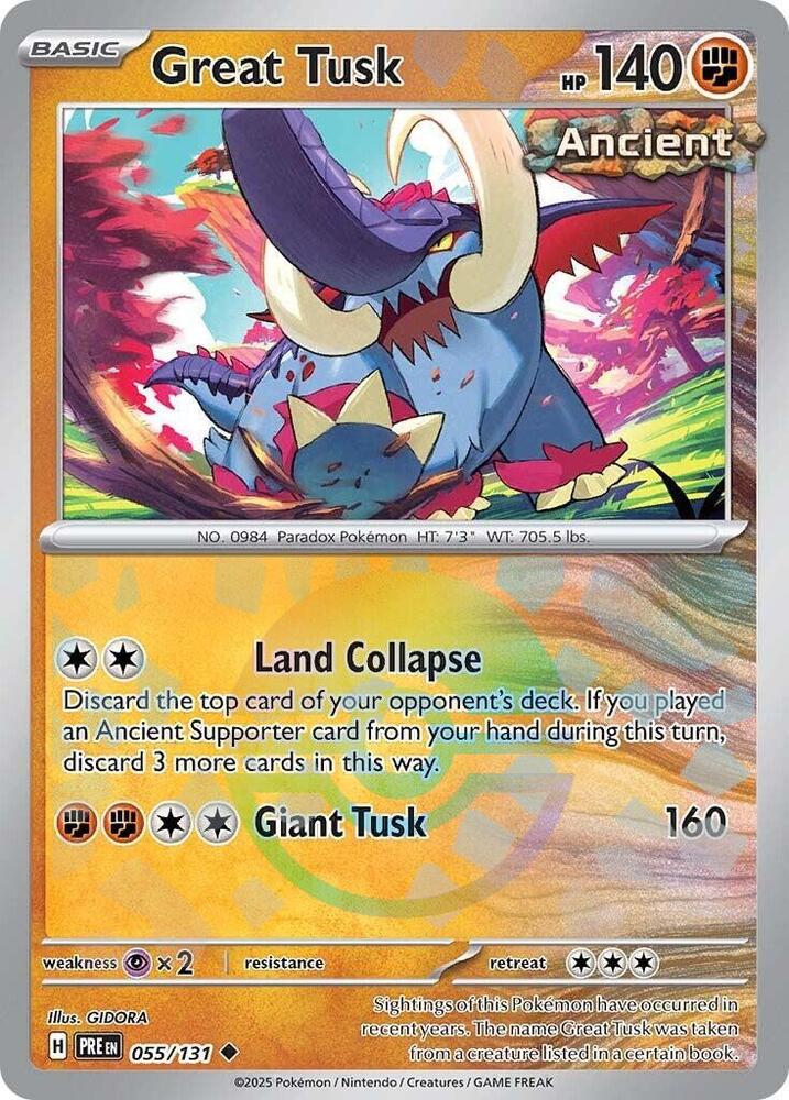 Great Tusk (055/131) (Poke Ball Pattern) [Scarlet & Violet: Prismatic Evolutions] | Good Games Adelaide SA